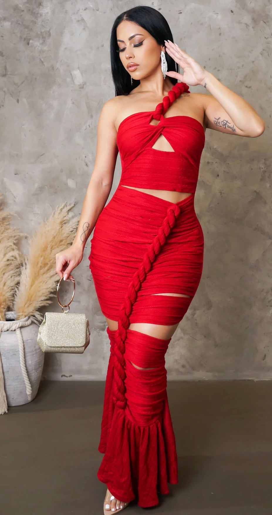 Red rope me up Dress
