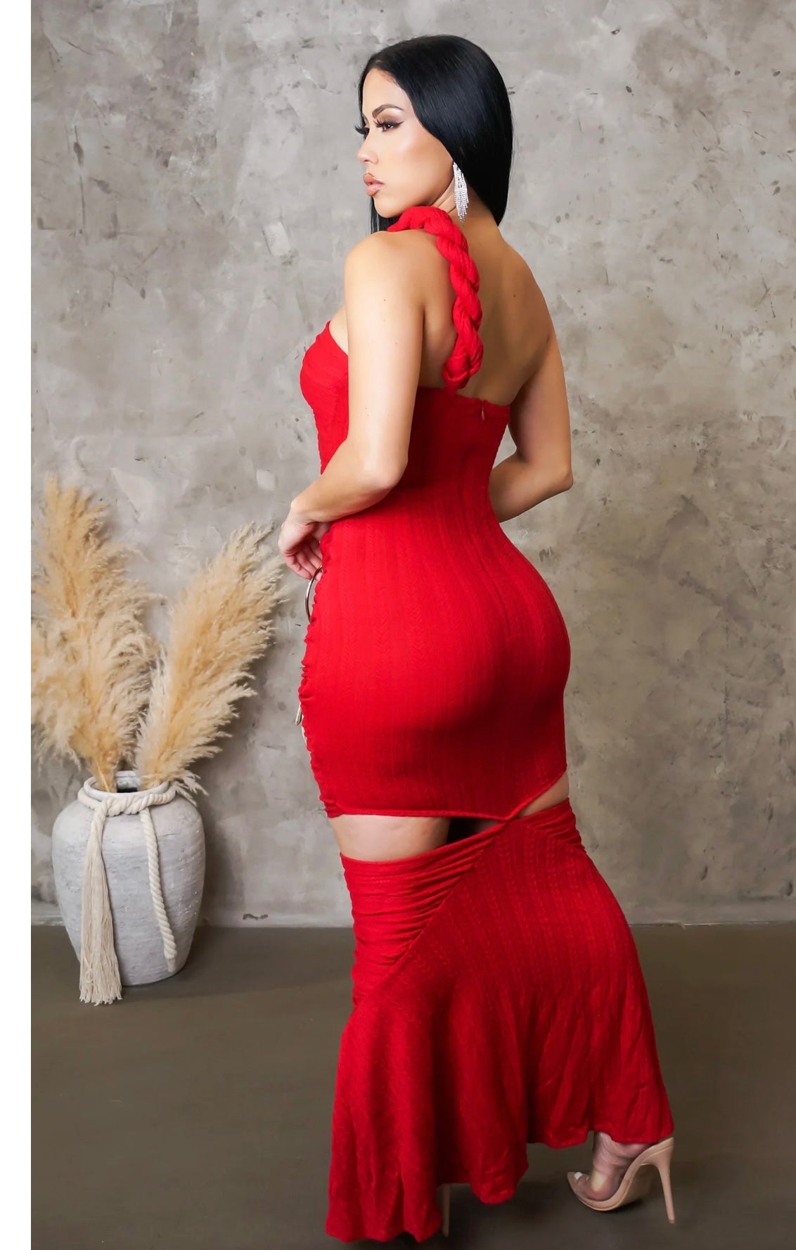 Red rope me up Dress
