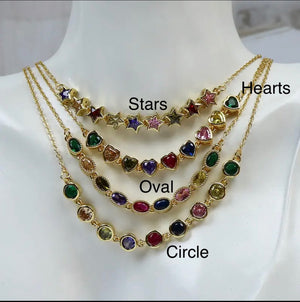 Multi colors/ gold chain