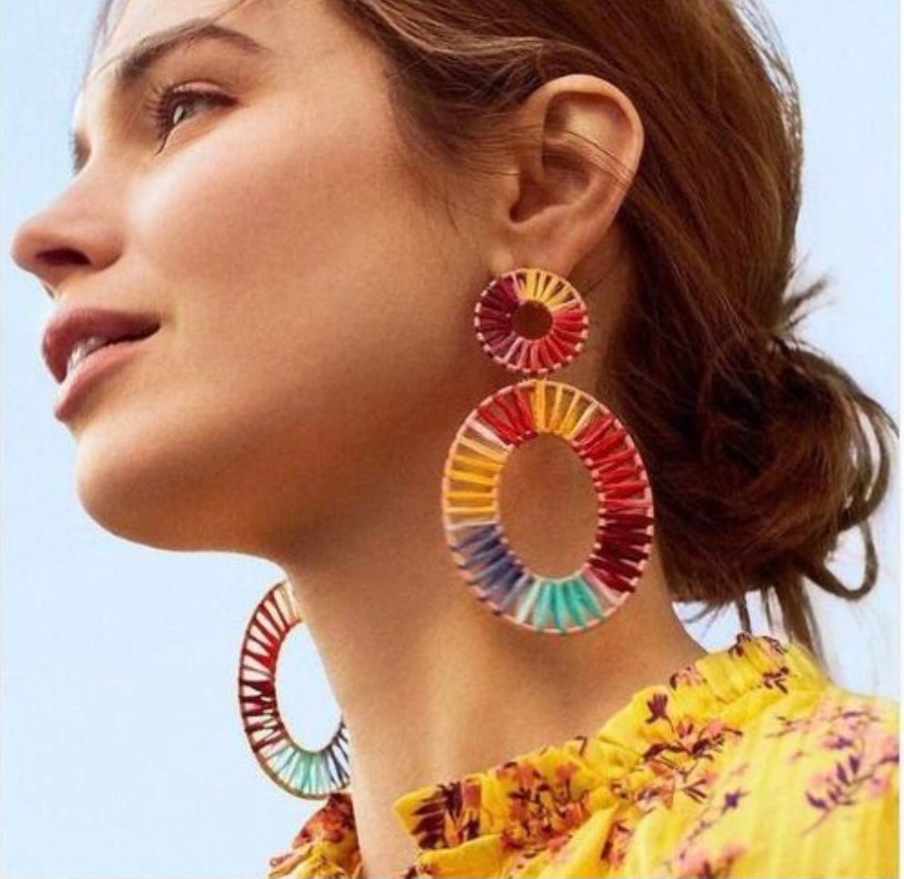 Multi color circle earrings